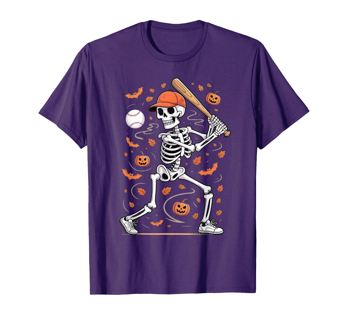Skeleton Baseball Halloween Costume Funny Men Boys Kids Tee T-Shirt