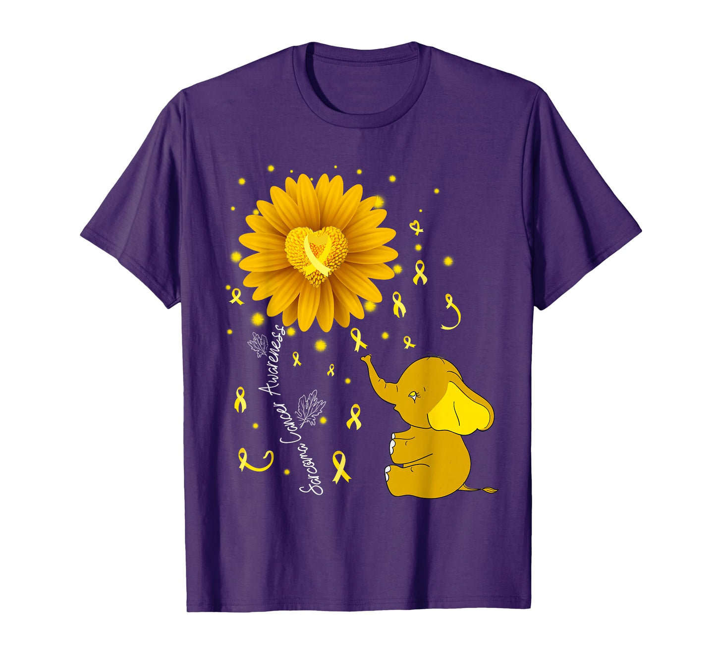 Yellow Ribbon Daisy Flower Elephant Sarcoma Cancer Awareness T-Shirt