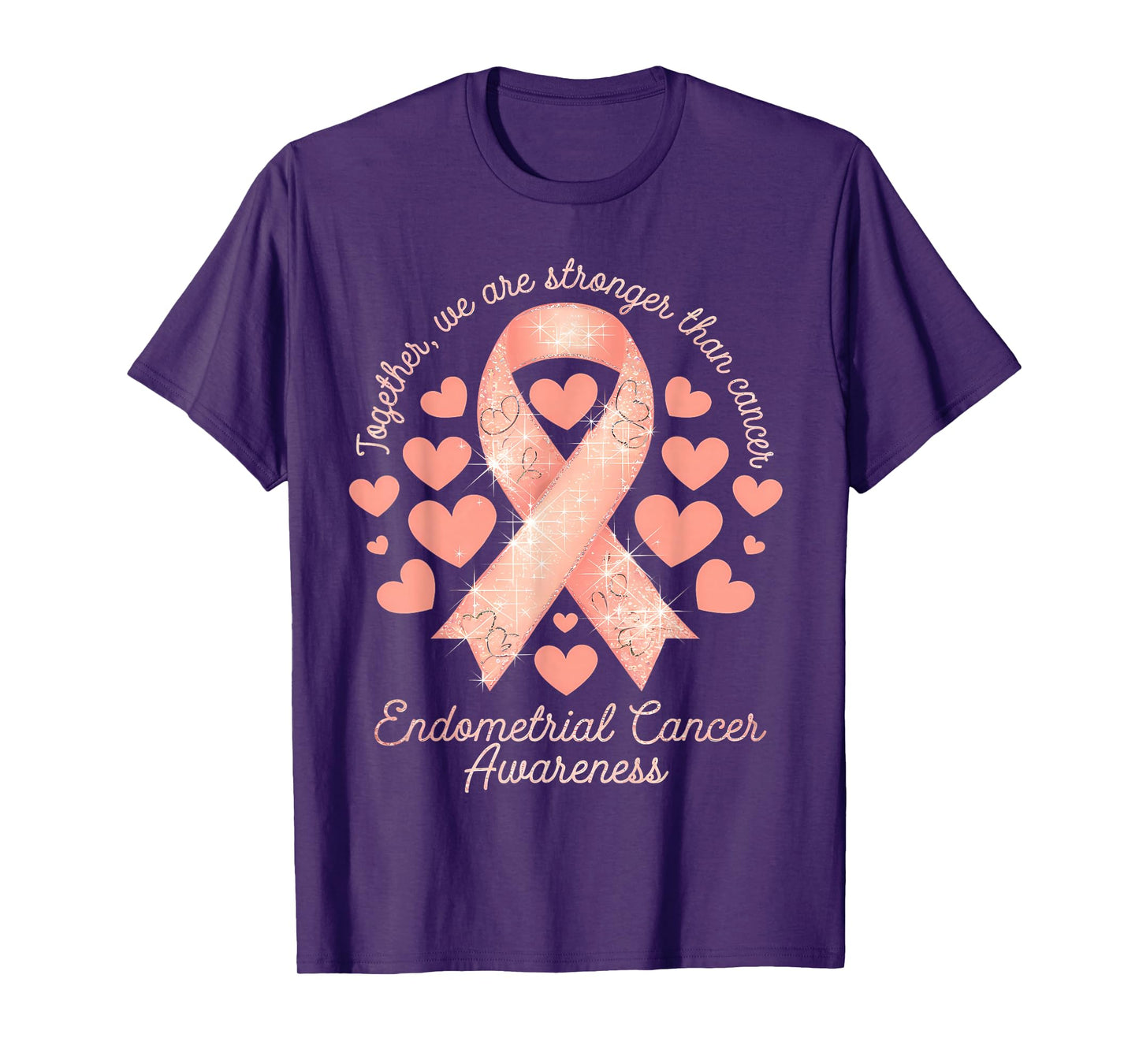 Endometrial Cancer Awareness Peach Ribbon T-Shirt