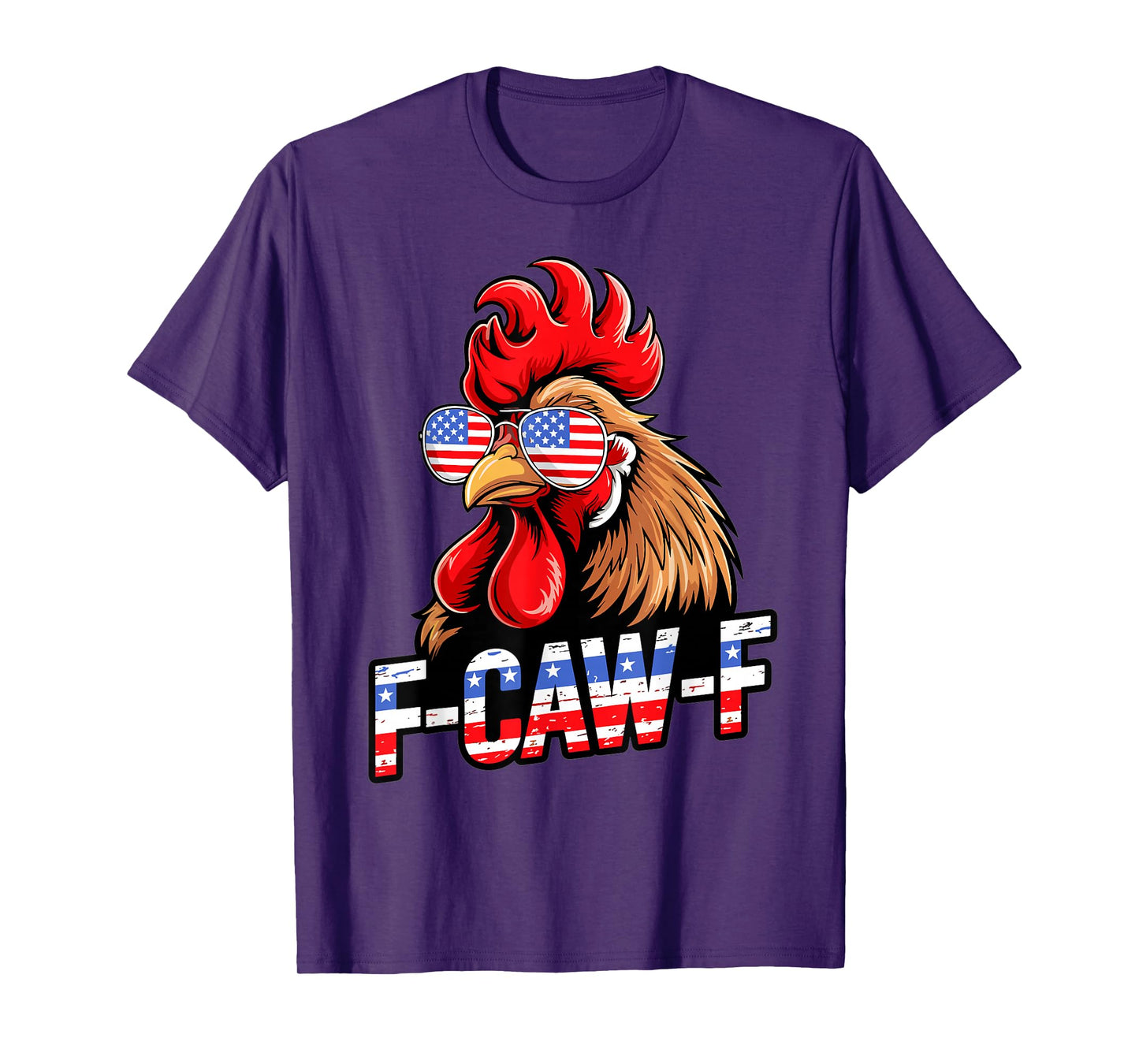 USA Flag Funny Rooster F Caw F T-Shirt