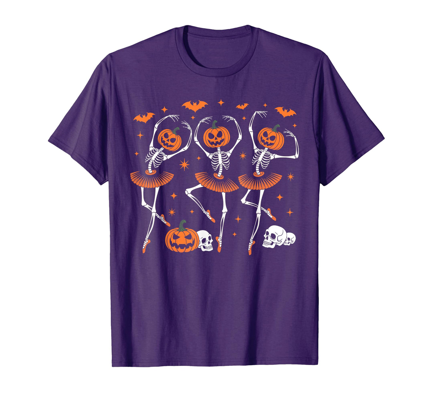 Dancing Skeleton Ballet Pumpkin Scary Halloween T-Shirt