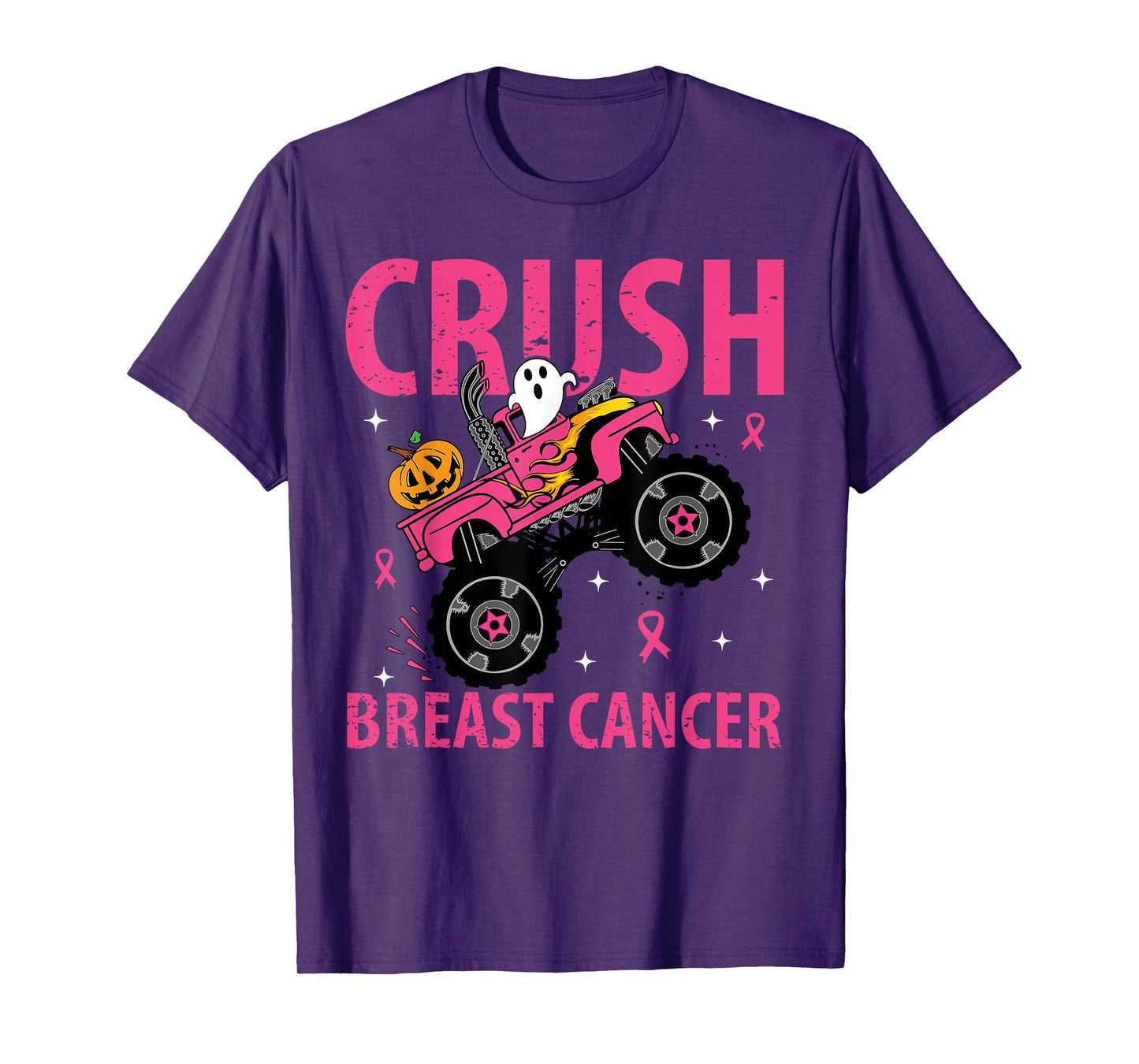 Crush Breast Cancer Awareness Monster Truck Halloween kids T-Shirt