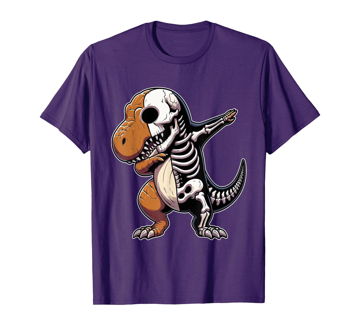 Dabbing T-Rex Half Skeleton Halloween Costume Lover Kids T-Shirt