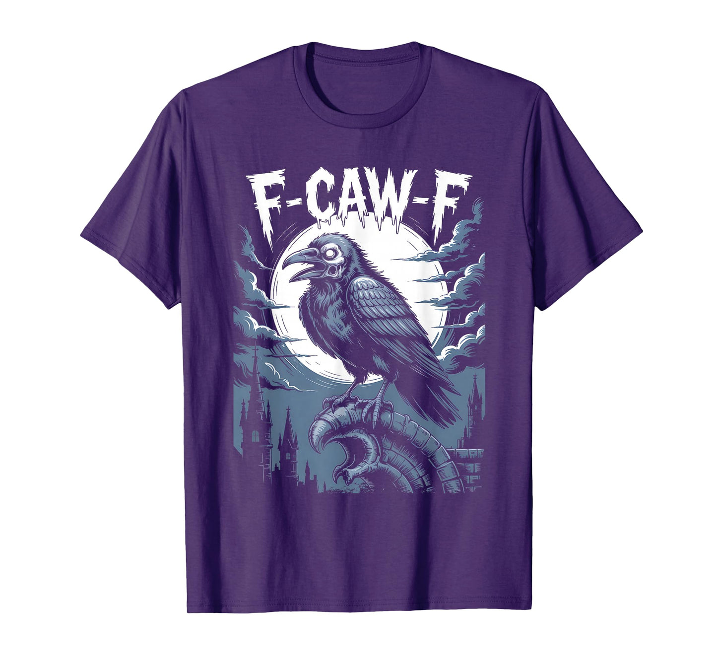 Funny F-Caw-F Crow Gothic Moon Humor Halloween T-Shirt