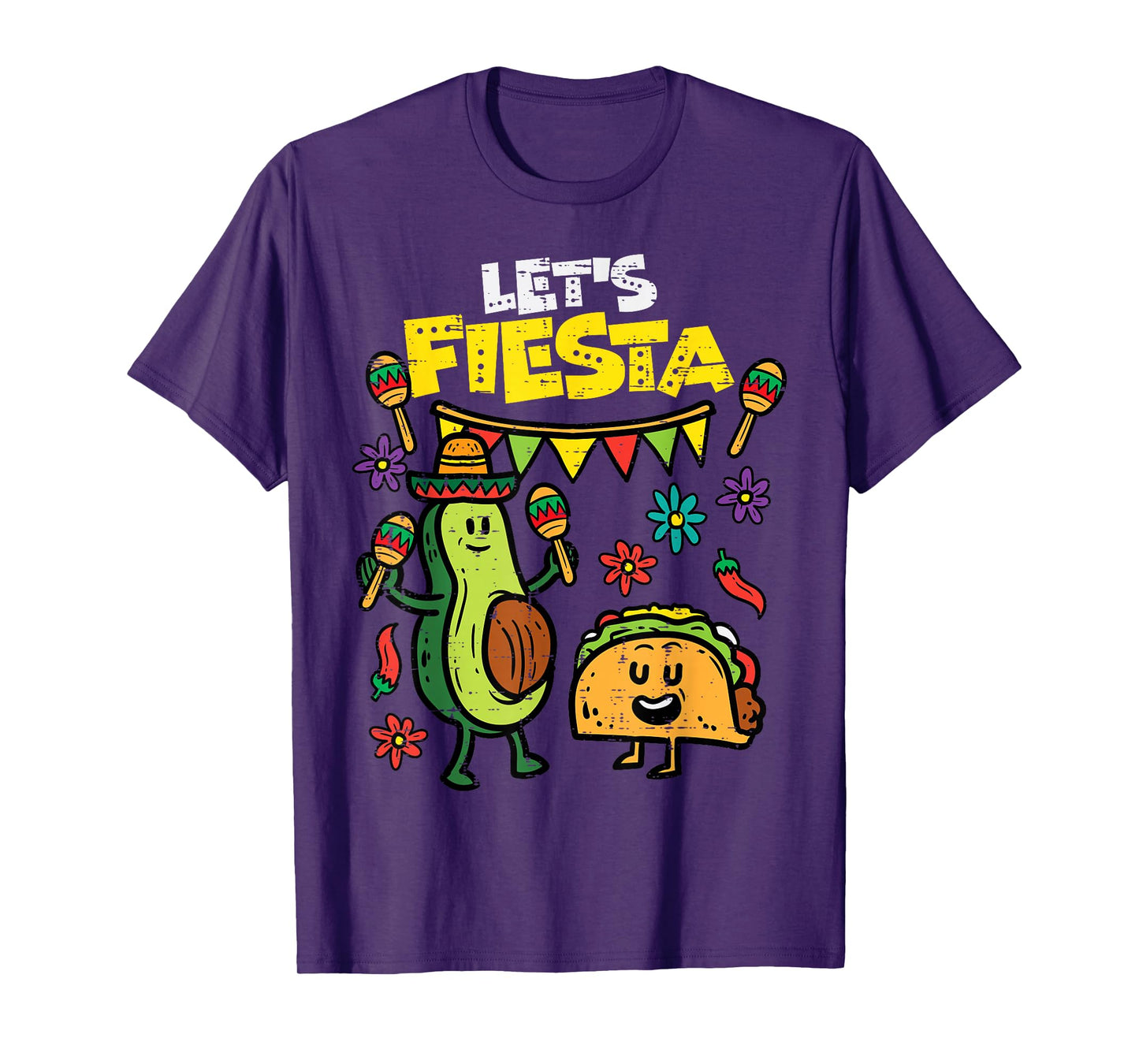 Lets Fiesta Taco Avocado Funny Cinco De Mayo Mexican Party T-Shirt