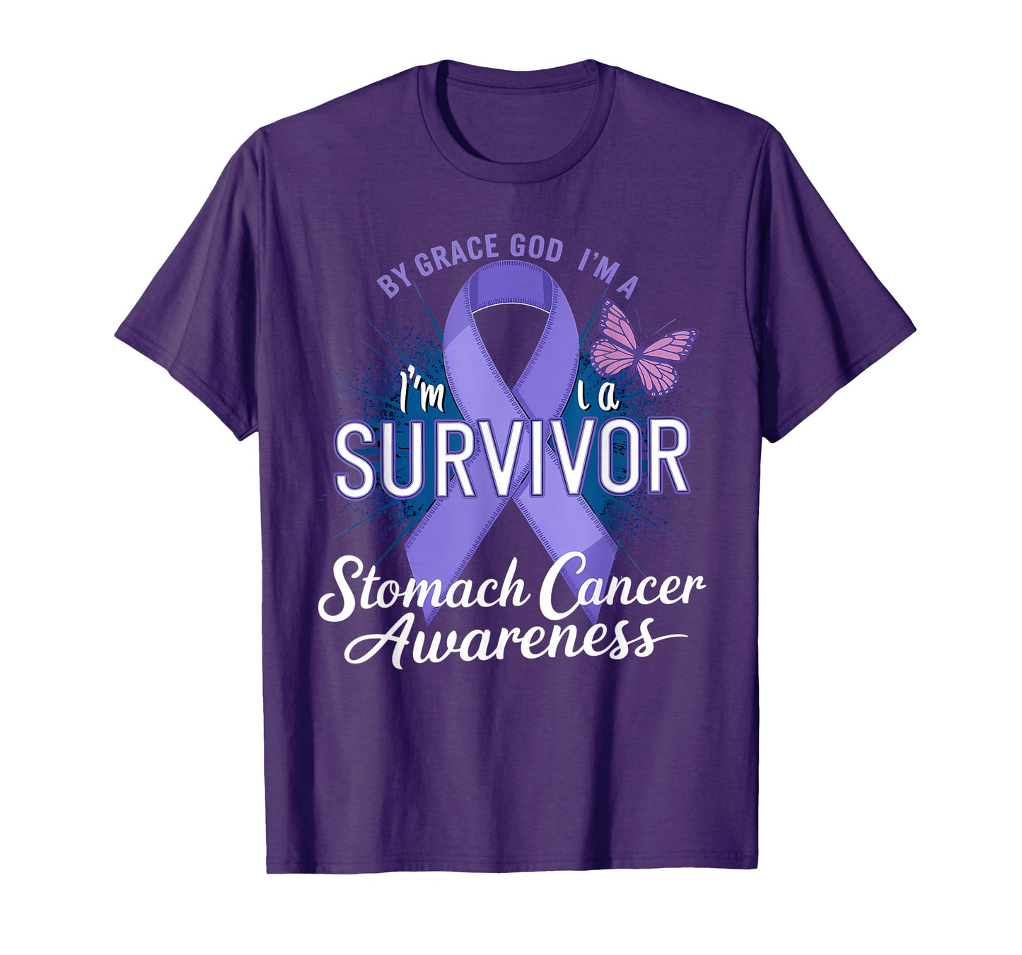 Stomach Cancer Awareness Periwinkle Ribbon I'm A Survivor T-Shirt