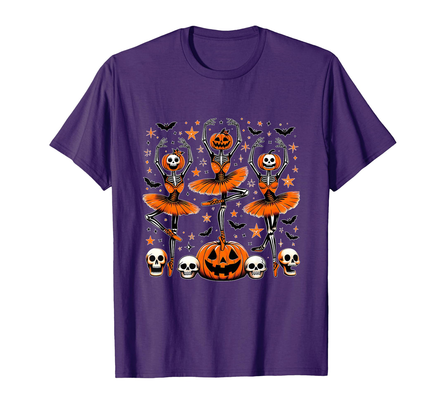 Ballet Pumpkin Skeleton Scary Halloween Men Women Boys Girl T-Shirt