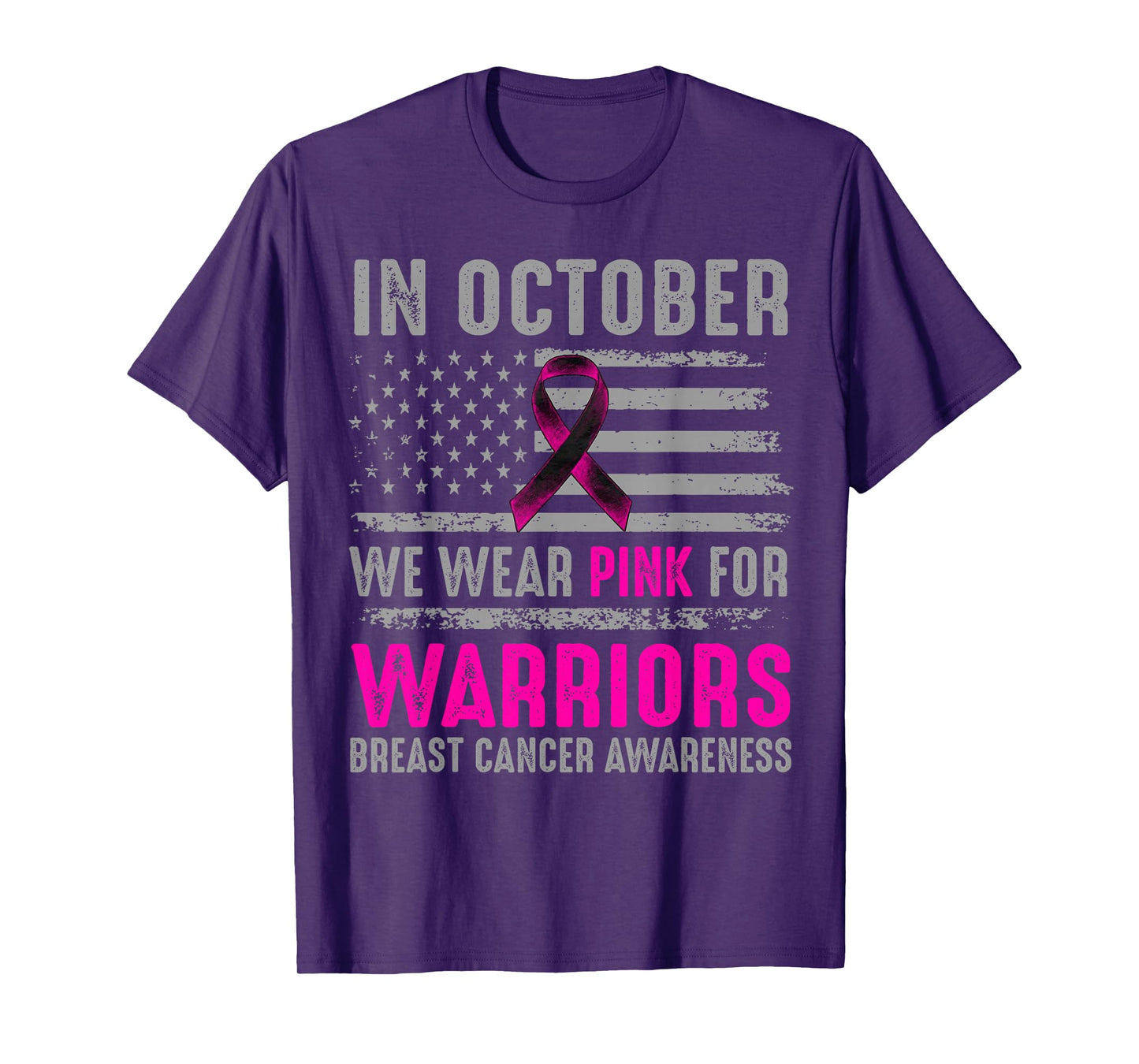 in October We Wear Pink for Warriors Breast Cancer Awareness T-Shirt