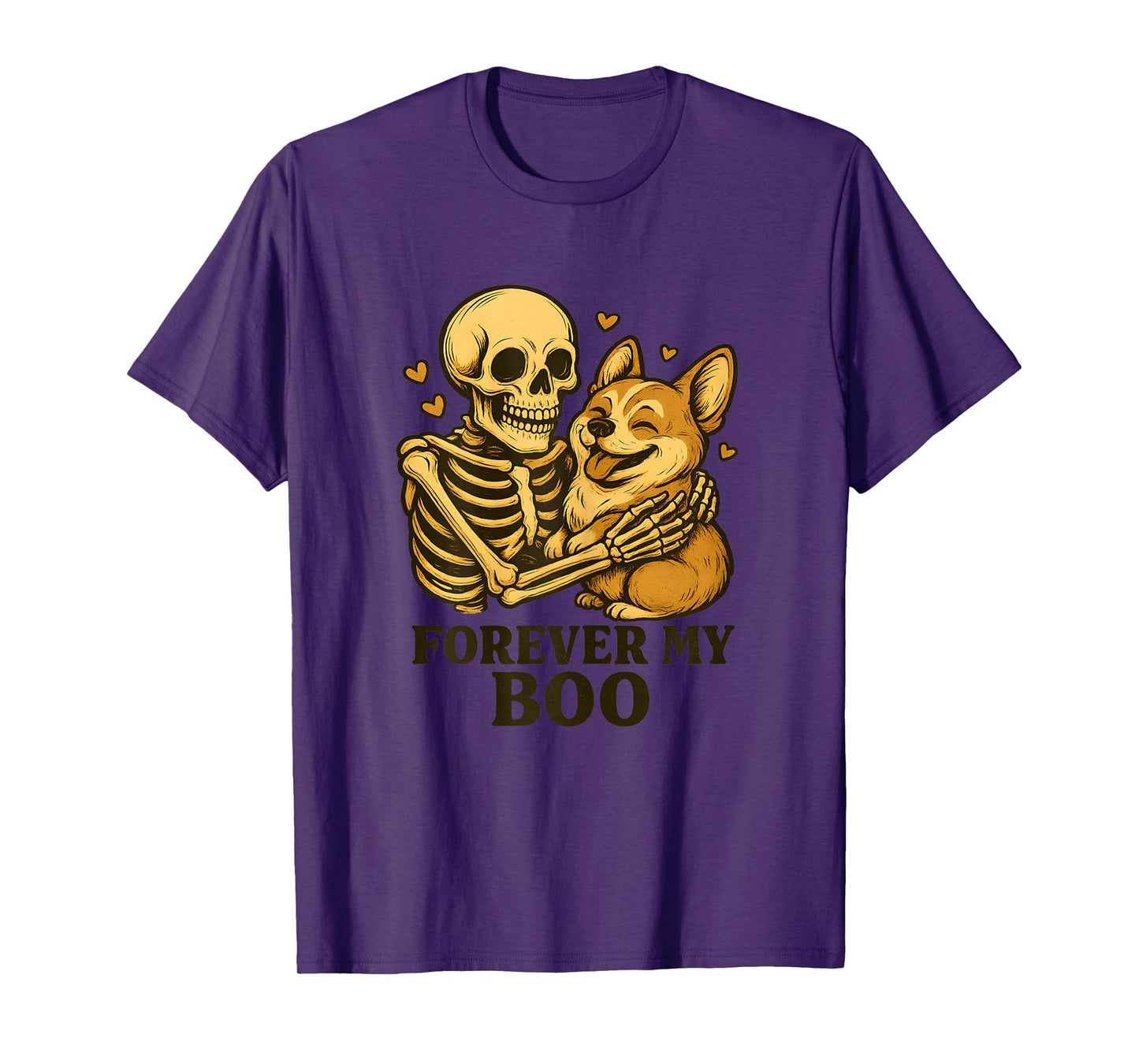 Womens Forever My Boo Skeleton Corgi Funny Halloween Couple T-Shirt
