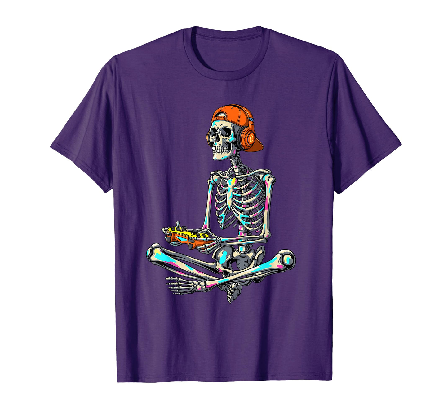 Skeleton Gamer Halloween Video Gaming Boys Men Design T-Shirt