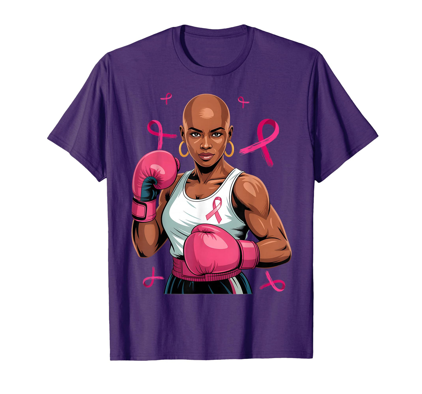Breast Cancer Awareness African American Afro Pink Ribbon T-Shirt