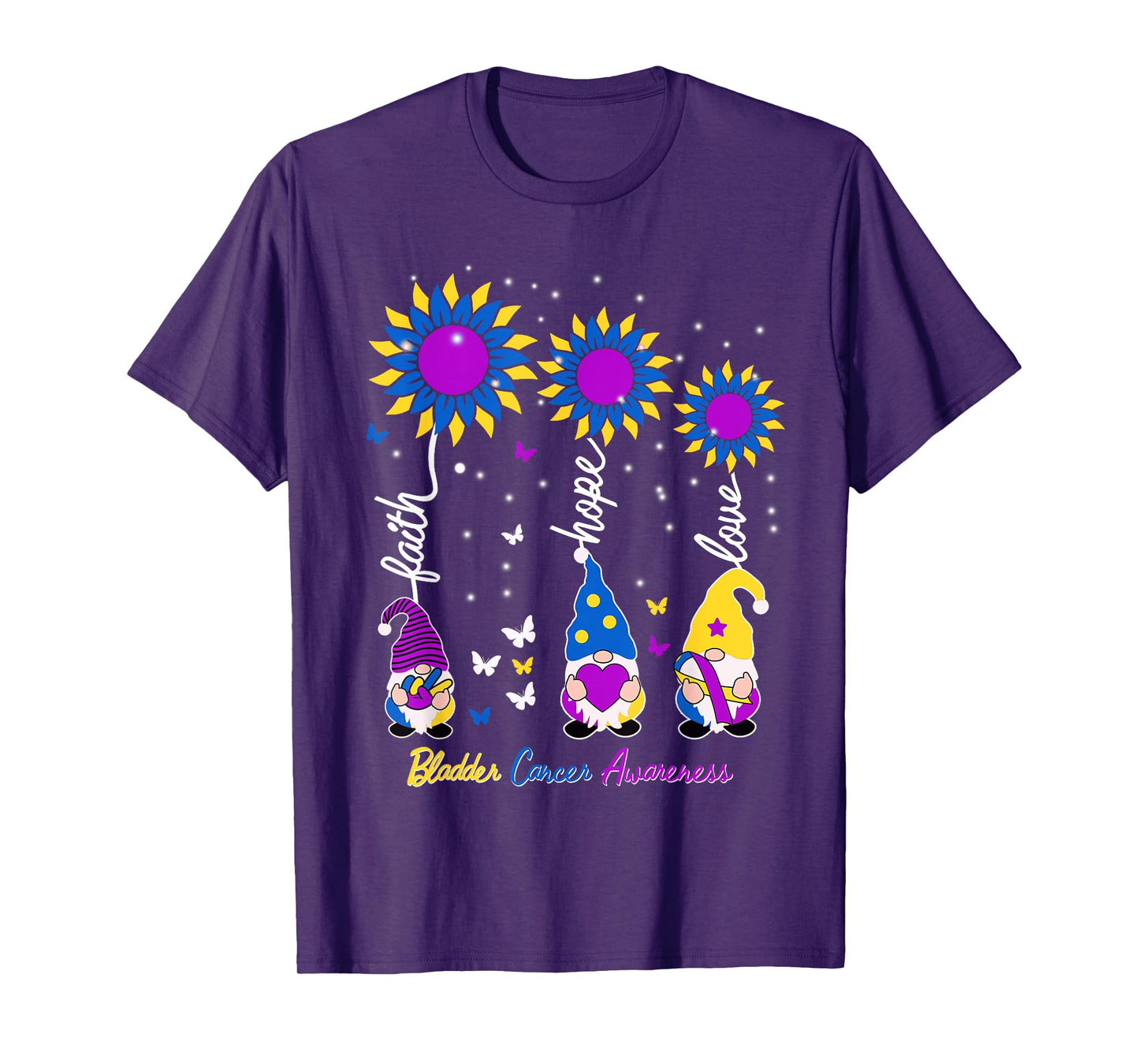 Faith Hope Love Gnome Ribbon Bladder Cancer Awareness Gifts T-Shirt