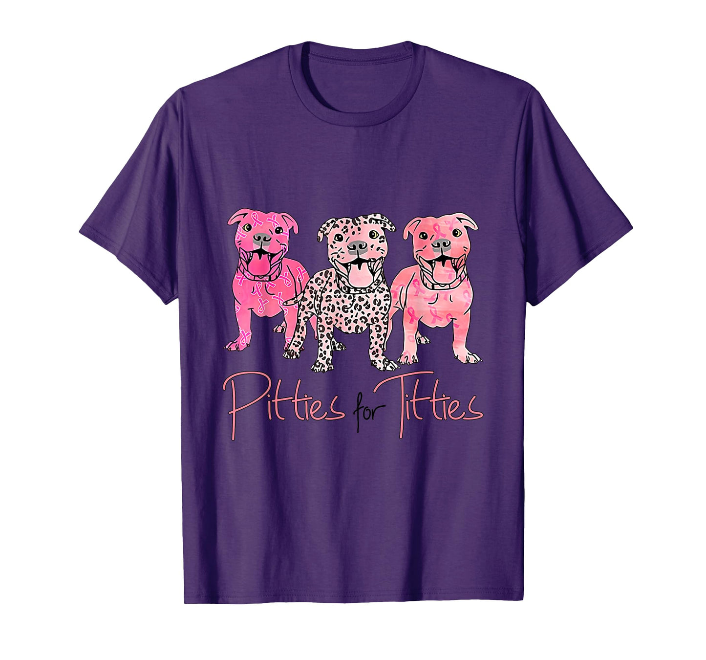 Pitties For Titties Funny Pitbull Breast Cancer Awareness T-Shirt