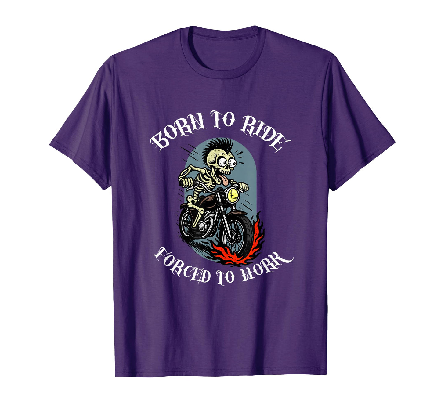 Forced to Work Funny Biker Skeleton T-Shirt