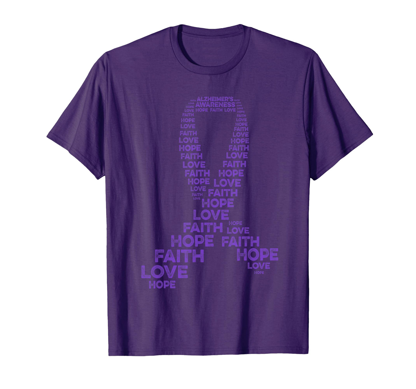 Alzheimer's Awareness Hope Faith Love Purple Ribbon Warrior T-Shirt