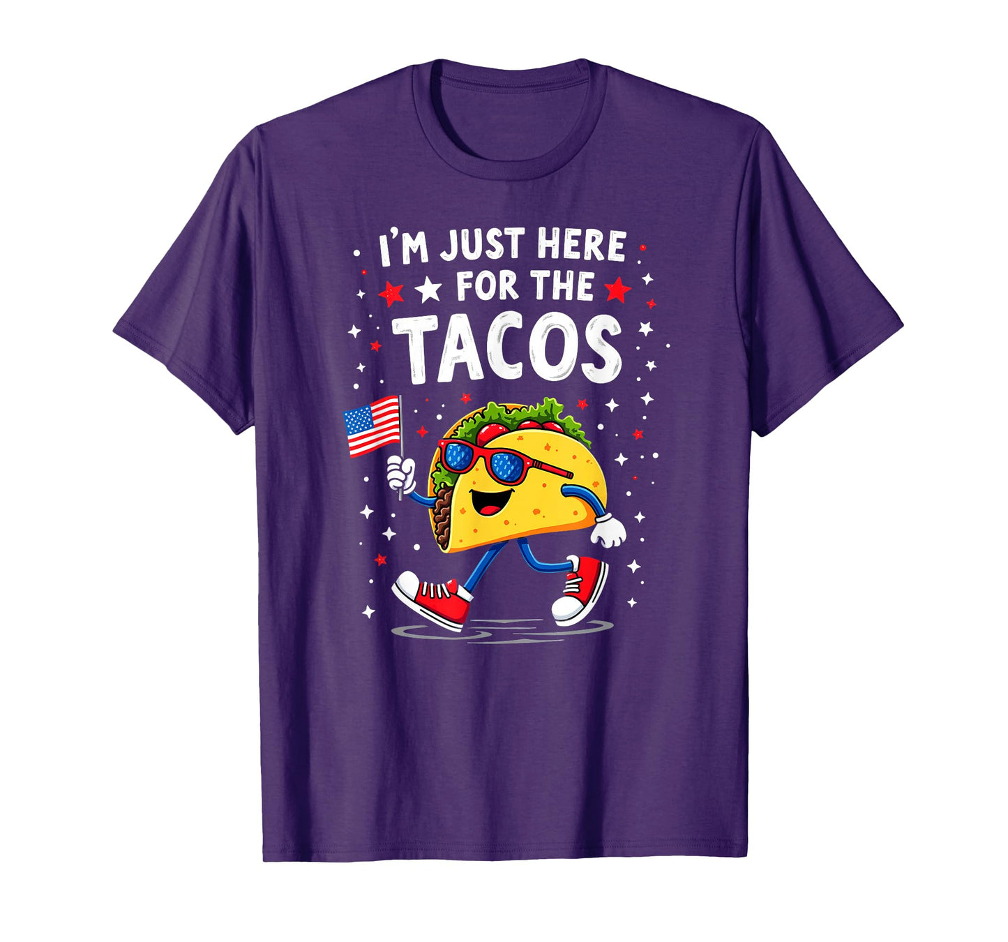 US Flag I'm Just Here for The Tacos Sunglasses T-Shirt