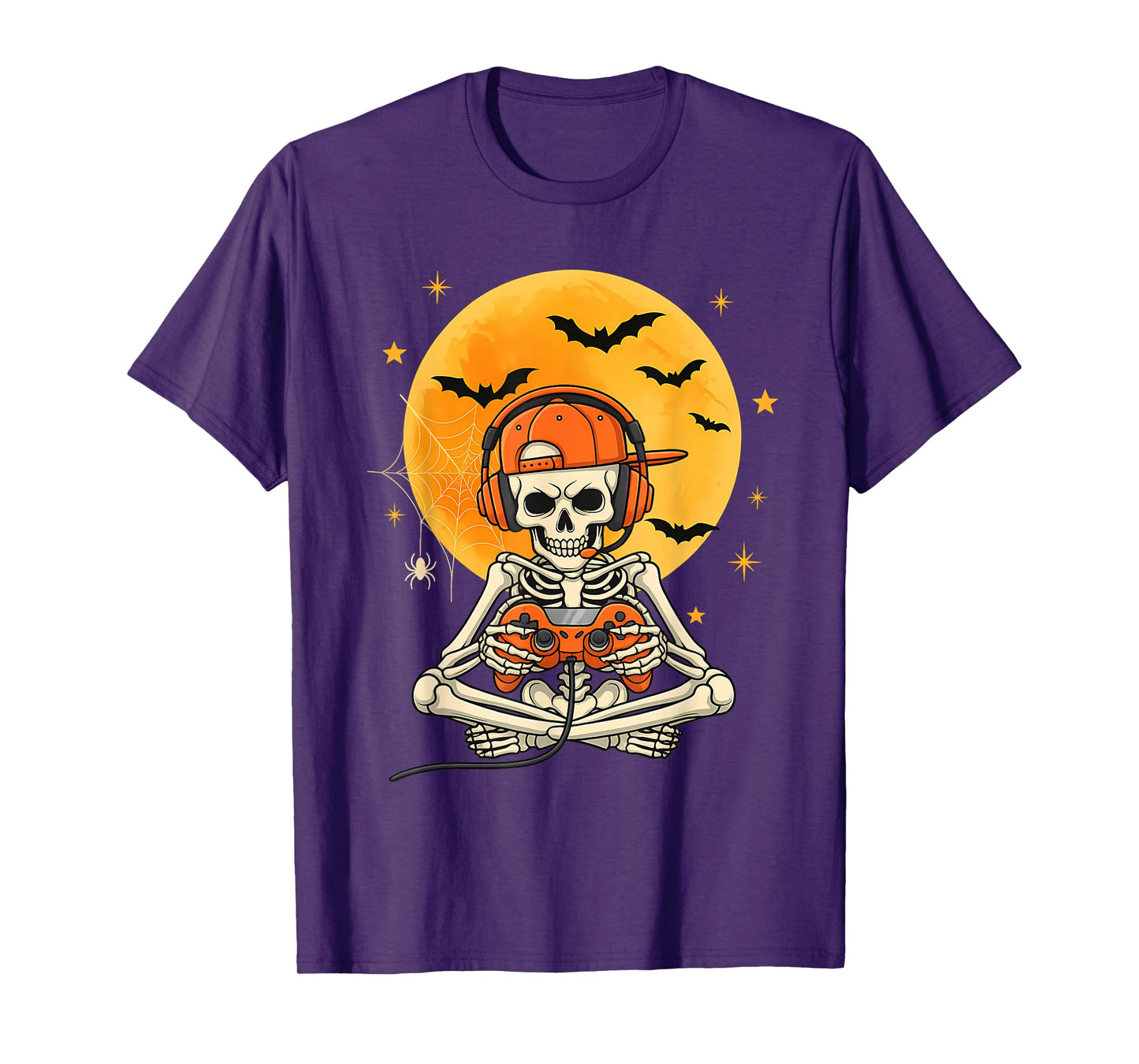 Halloween Skeleton Gamer Funny Video Gaming Design T-Shirt