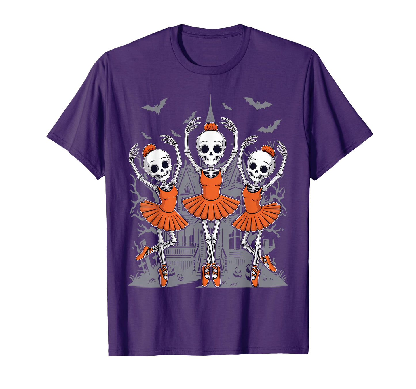 Dancing Skeleton Ballerina Ballet Dance Halloween Women Girl T-Shirt