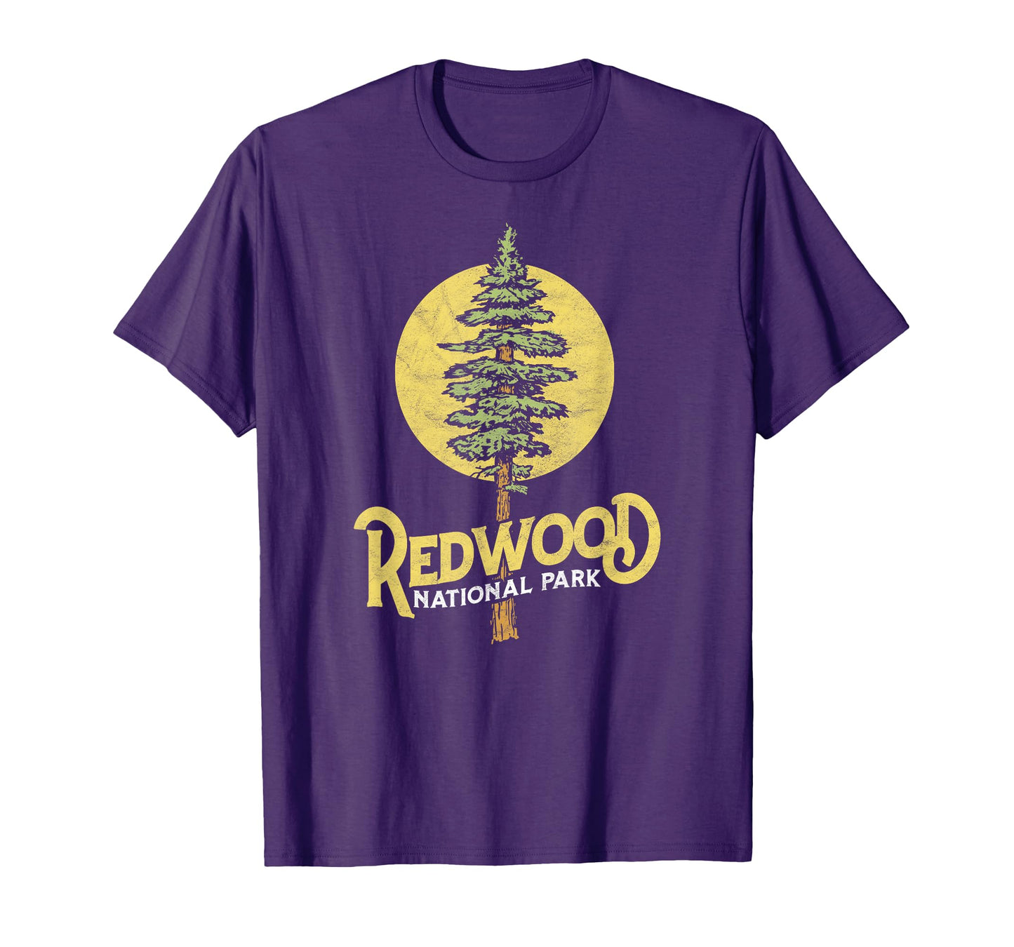 Redwood National Park Retro Vibe Distressed Tree Graphic T-Shirt