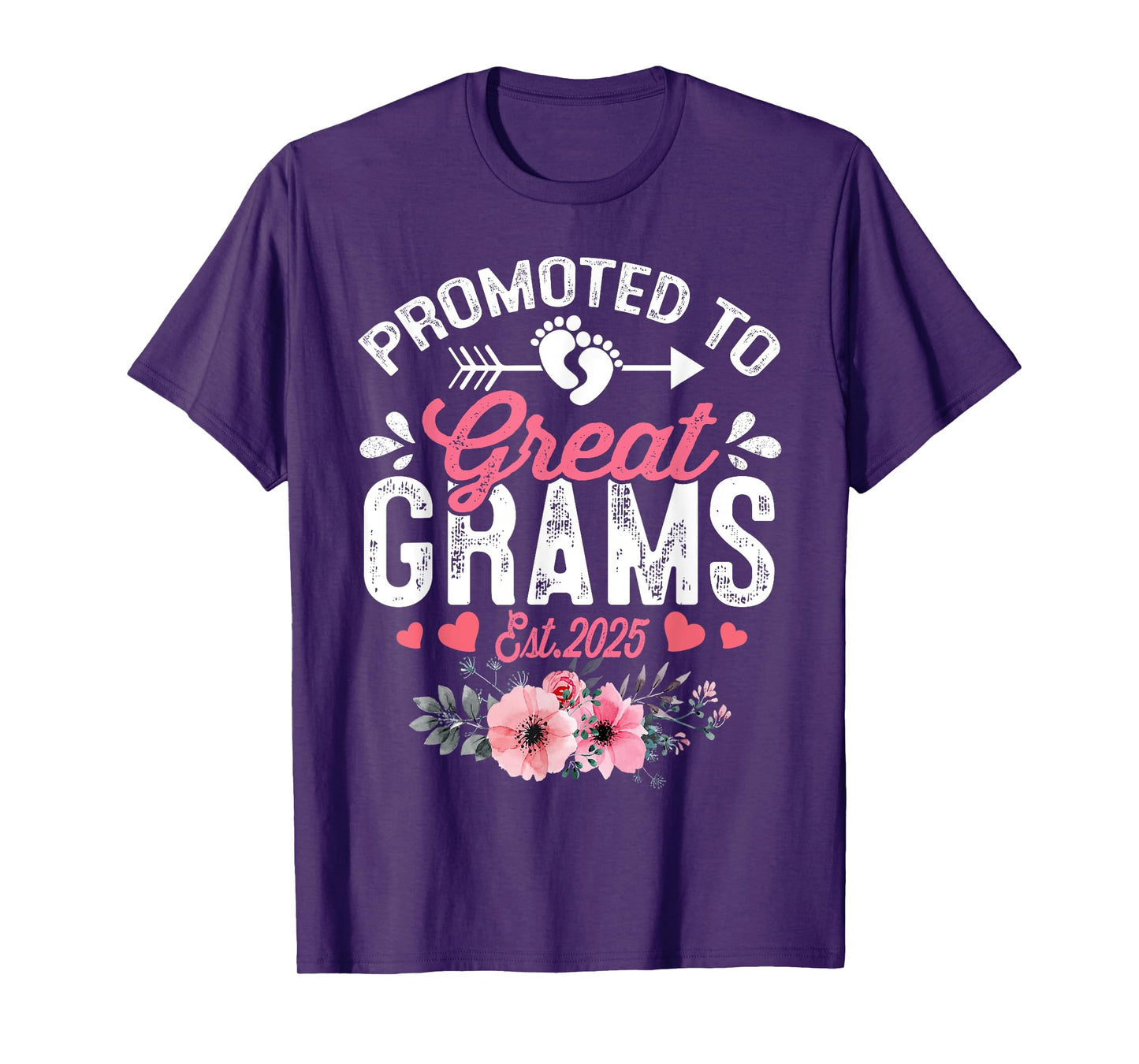 Promoted To Great Grams Est 2025 First Time Grams Floral T-Shirt