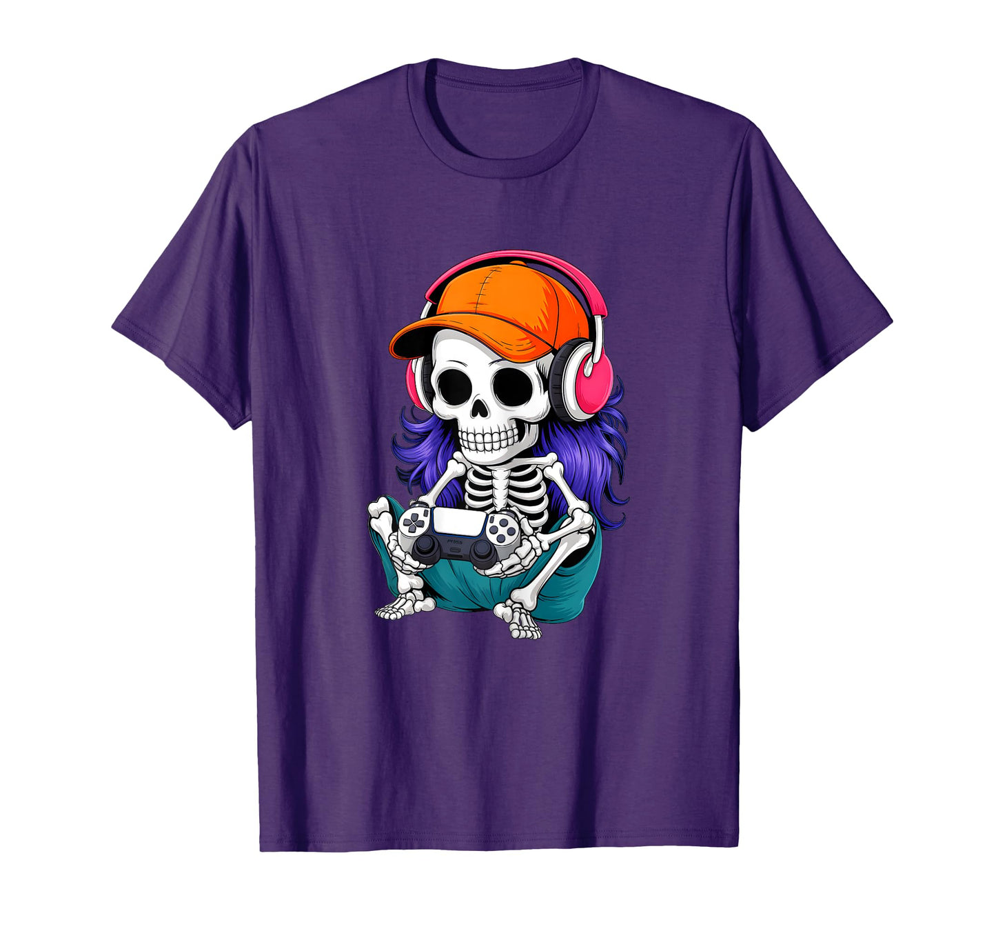 Funny Girls Halloween Skeleton Gamer Video Gaming Girl Women T-Shirt