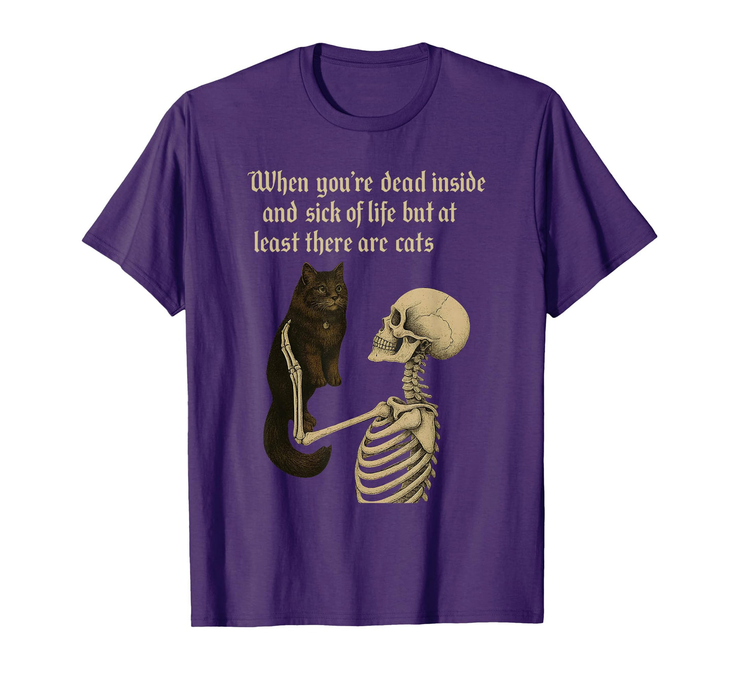 When You're Dead Inside Halloween Skeleton Cat Mom Cat Lover T-Shirt