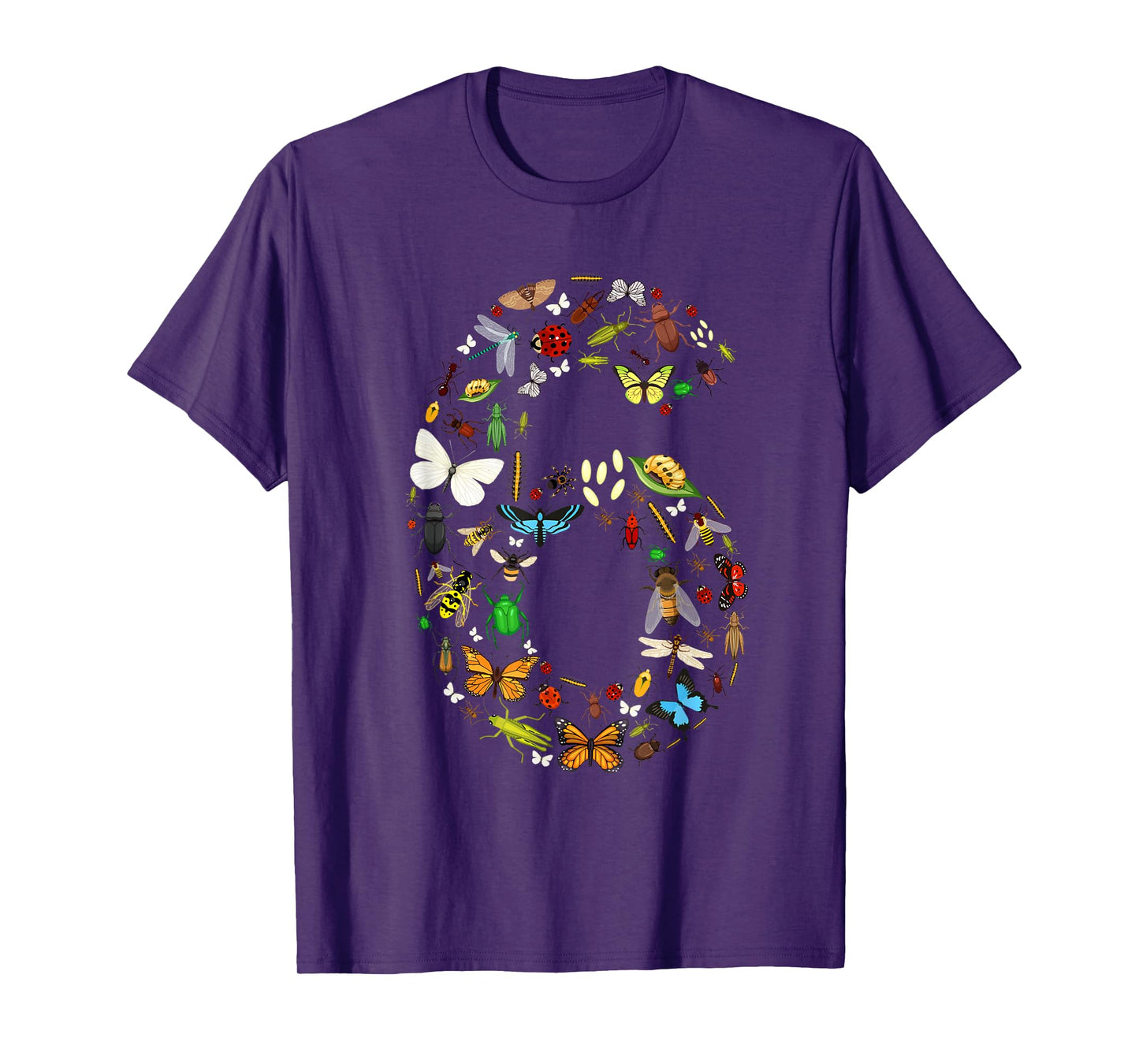 6 Years Old Six Bug 6th Birthday Bugs Insects Boy Girl T-Shirt