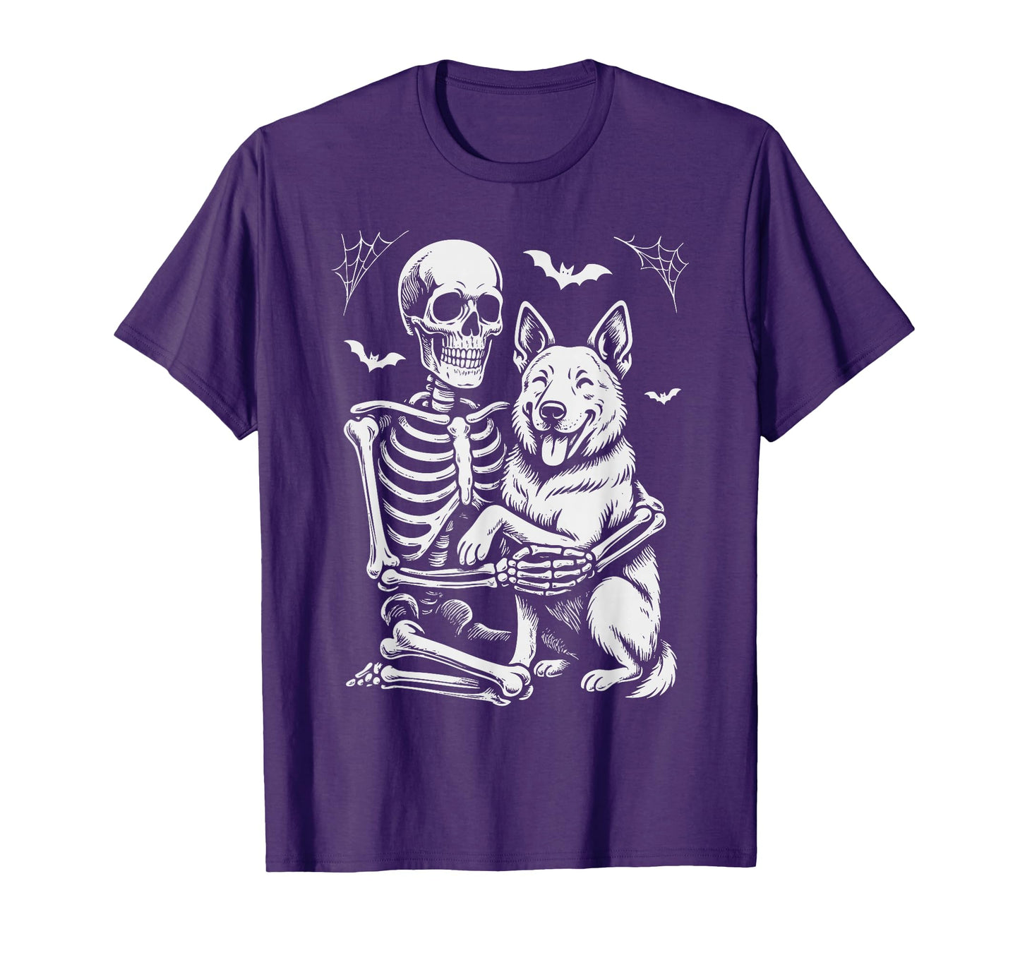 Skeleton Hugging German Shepherd Halloween T-Shirt