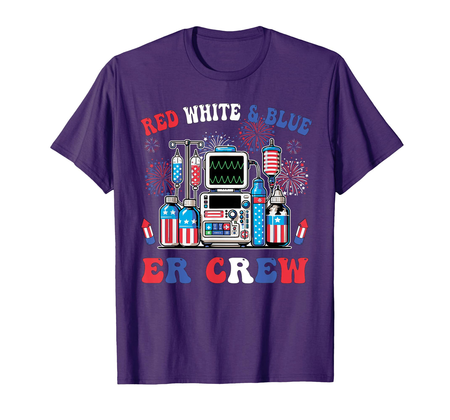 Red White And Blue ER Crew 4th Of July Nurse ER Crew T-Shirt