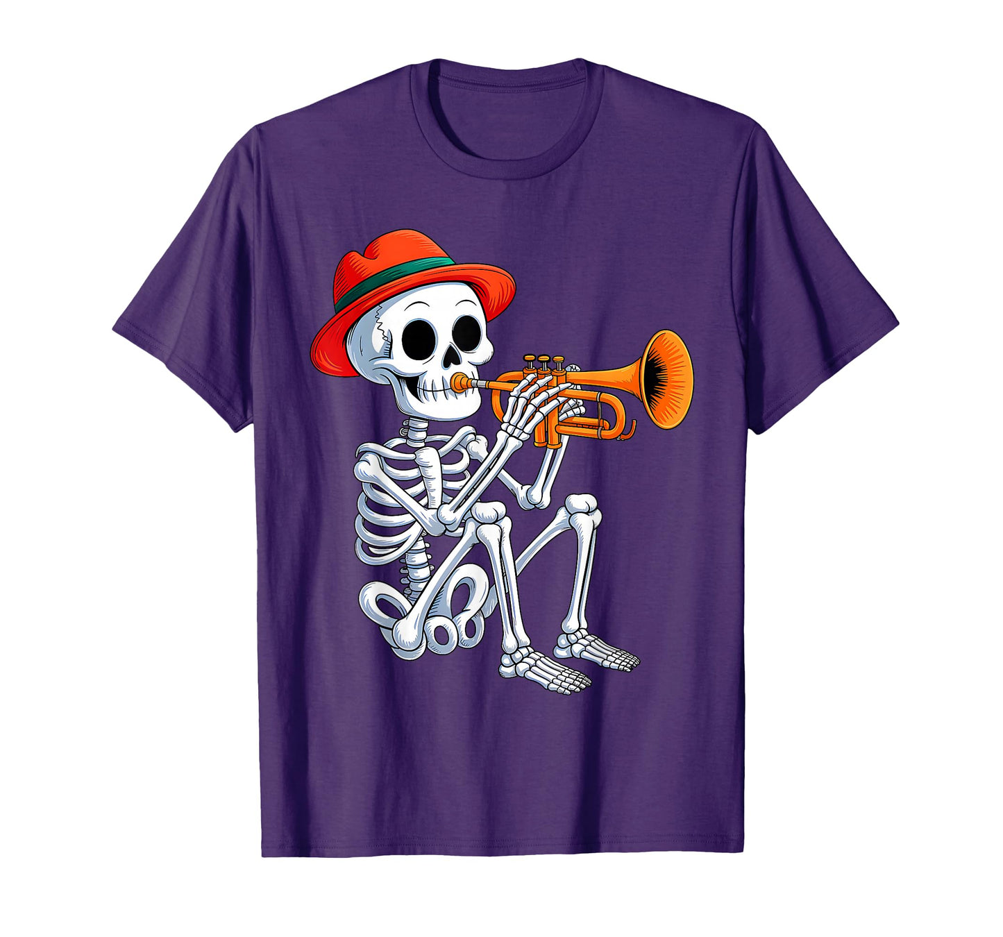 Skeleton Playing Trumpet Halloween Costume for Men Boys Kid T-Shirt