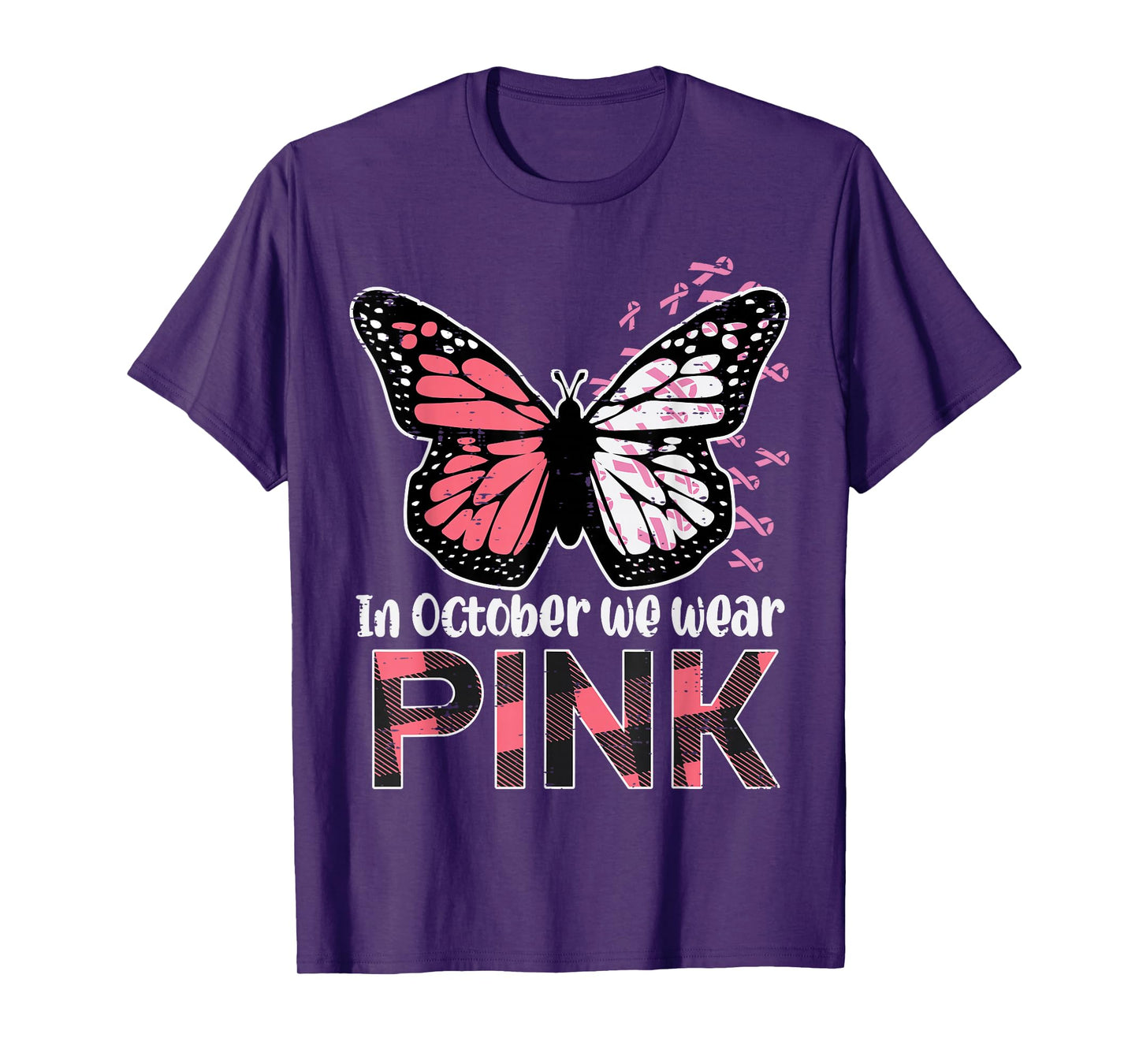 In October We Wear Pink Butterfly Breast Cancer Awareness T-Shirt