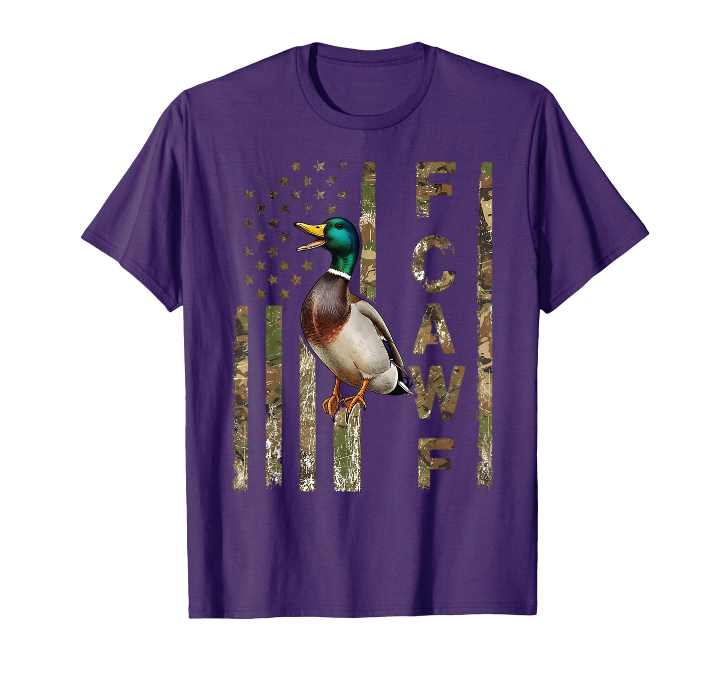 F-CAW-F Mallard Duck Hunting Camo USA Flag FCawF T-Shirt
