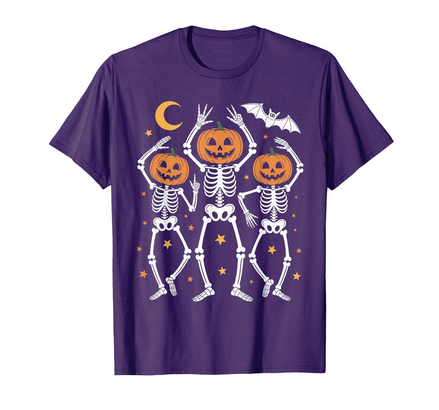 Funny Dancing Skeleton Pumpkin Halloween Cute Spooky Season T-Shirt