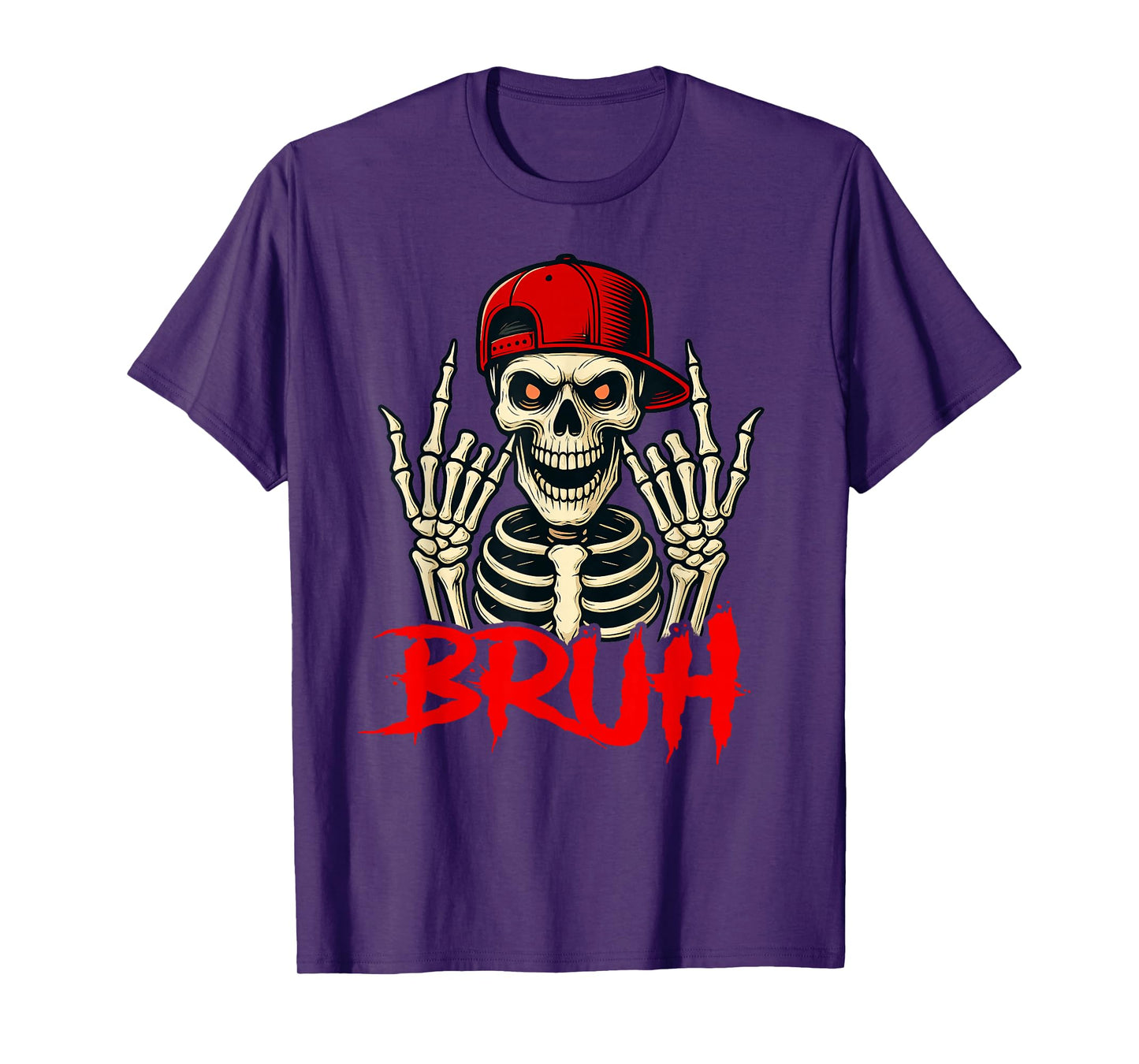 Rocker Skeleton Cap Halloween Bruh Punk Rock Men Boys T-Shirt
