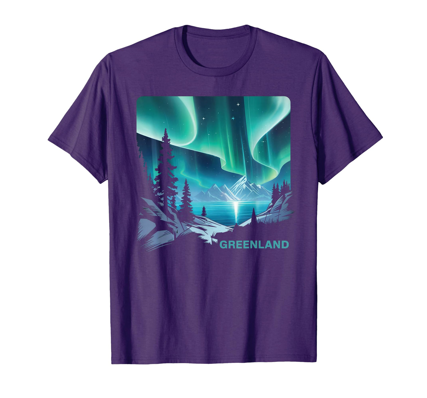 Greenland Northern Lights Nuuk Arctic Aurora Scene Vacation T-Shirt
