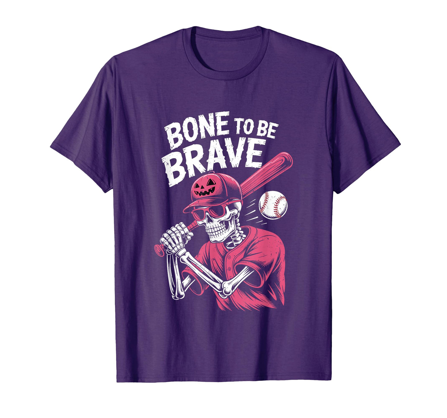 Baseball Skeleton Fighter Halloween Breast Cancer Awareness T-Shirt