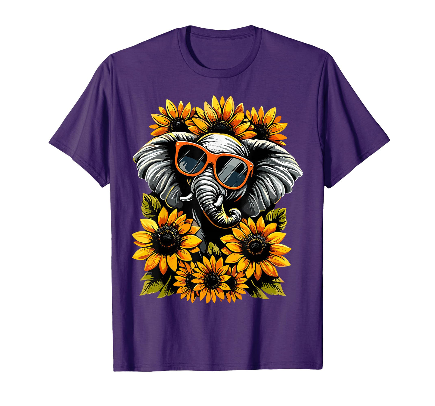 Elephant with Sunglasses Sunflowers T-Shirt
