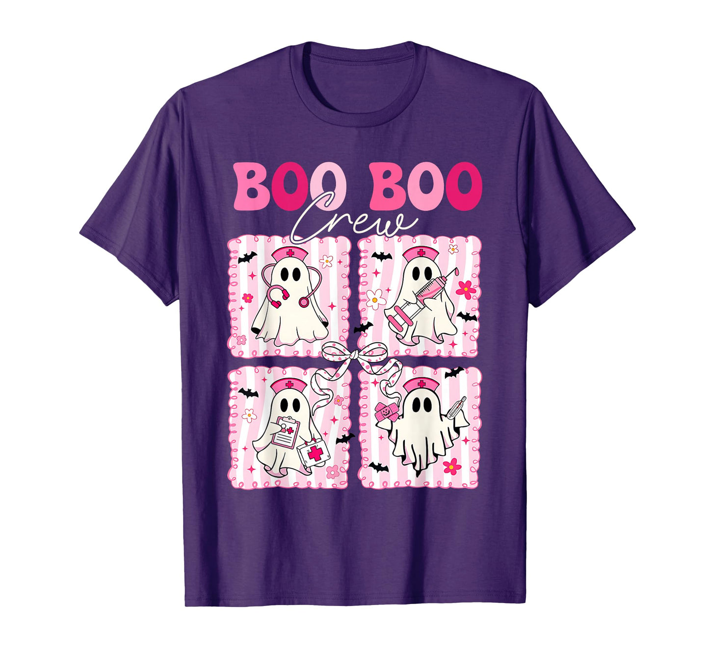 Boo Boo Crew Halloween Coquette Bow Nurse Spooky Ghost T-Shirt
