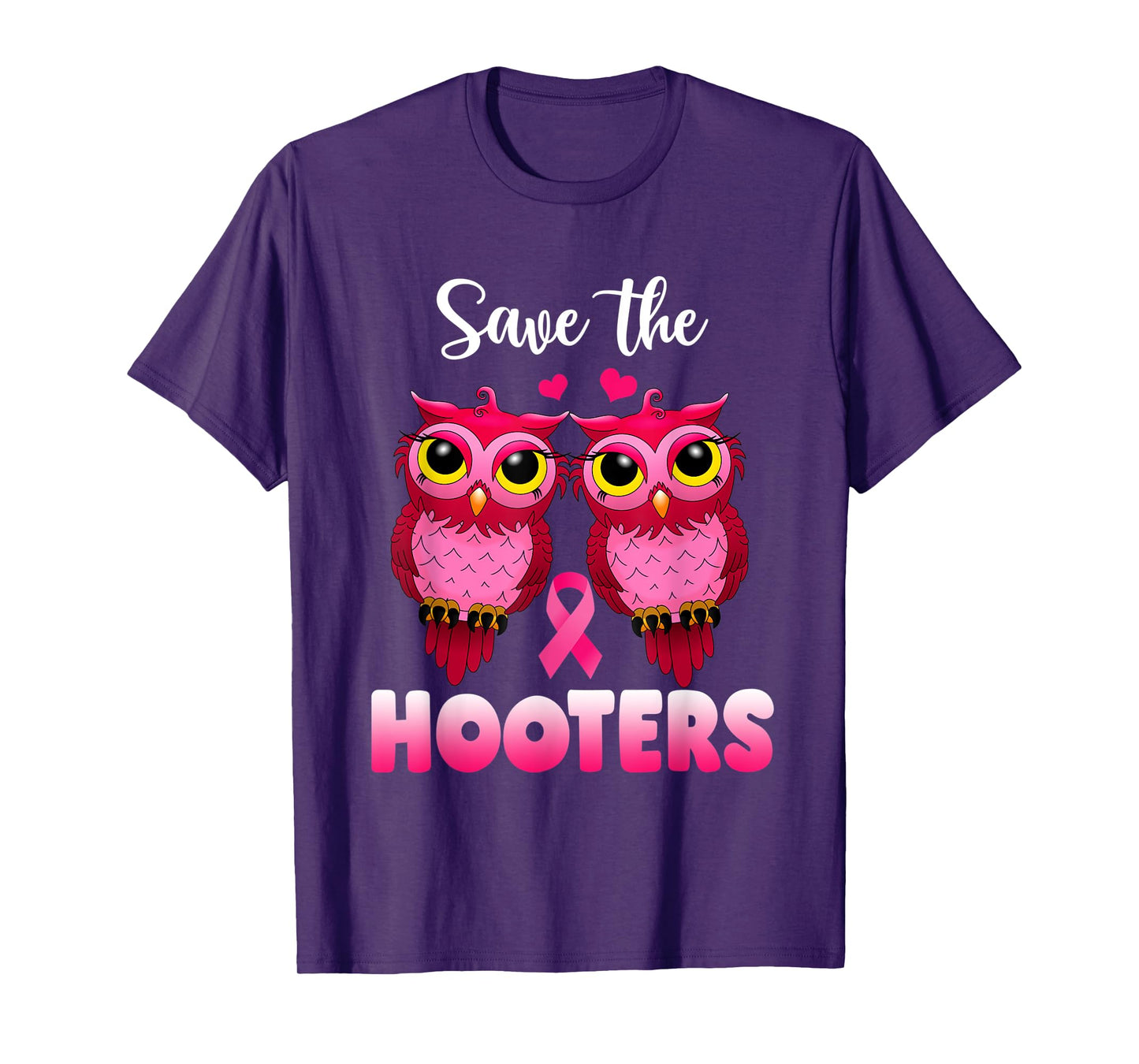 Save A Hooters Pink Owl Breast Cancer Awareness T-Shirt