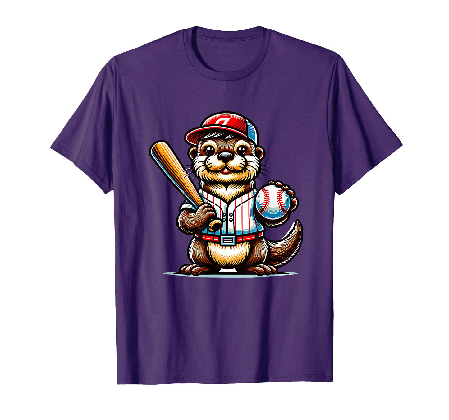 Baseball Otter Fun Player Sports Animal Theme For Everyone T-Shirt