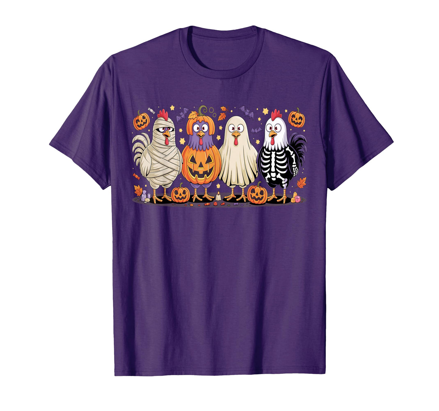 Mummy Chicken Skeleton Ghost Pumpkin Halloween Chicken Lover T-Shirt