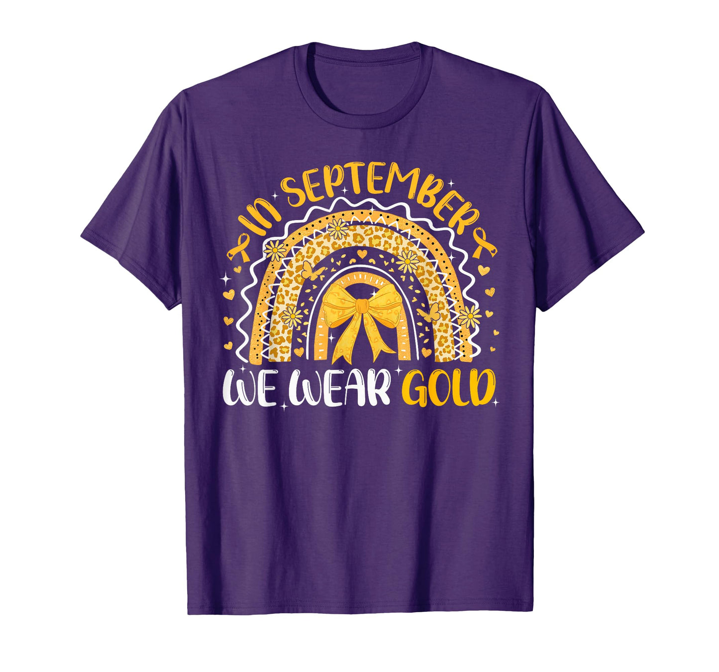 In September We Wear Gold Childhood Cancer Awareness Rainbow T-Shirt