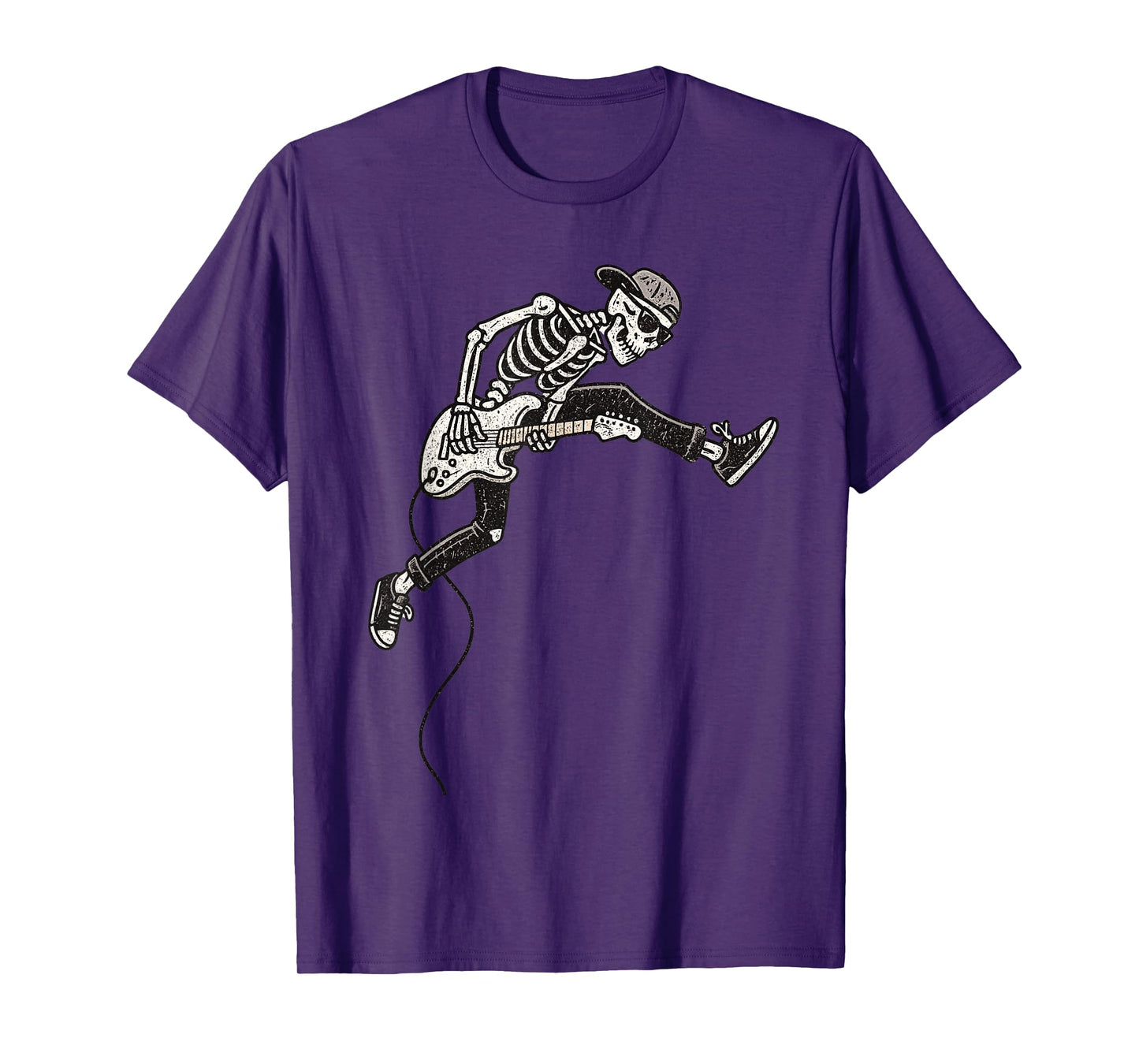 Vintage Halloween Skeleton Guitar Rock Funny Spooky Costume T-Shirt