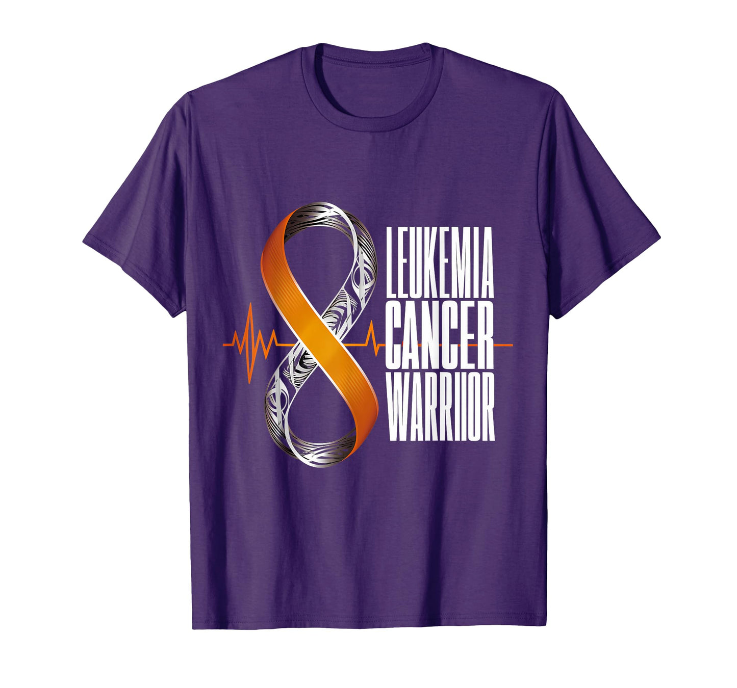 Leukemia Cancer Awareness Warrior Heartbeat Orange Ribbon T-Shirt