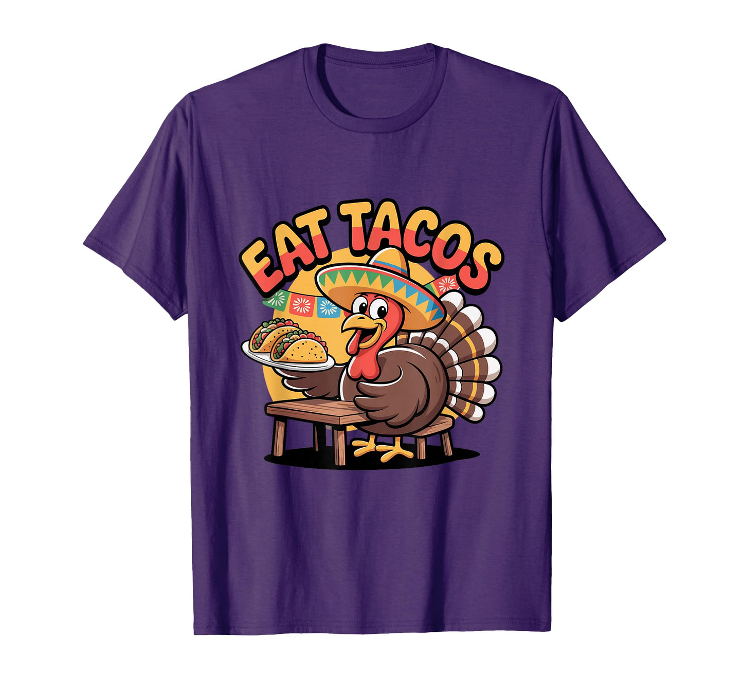 Funny Thanksgiving Turkey Eat Tacos Mexican Christmas Fall T-Shirt