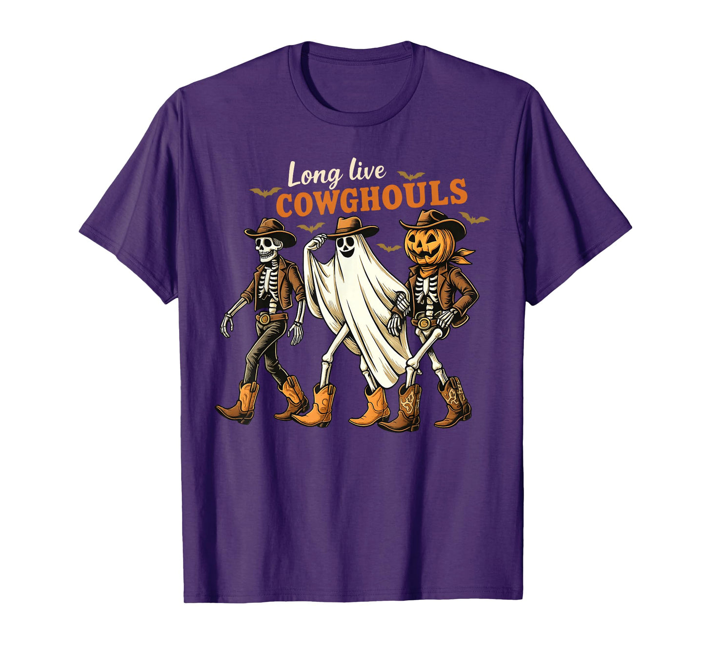 Long Live Cowghouls Halloween Western Skeleton Ghost Pumpkin T-Shirt