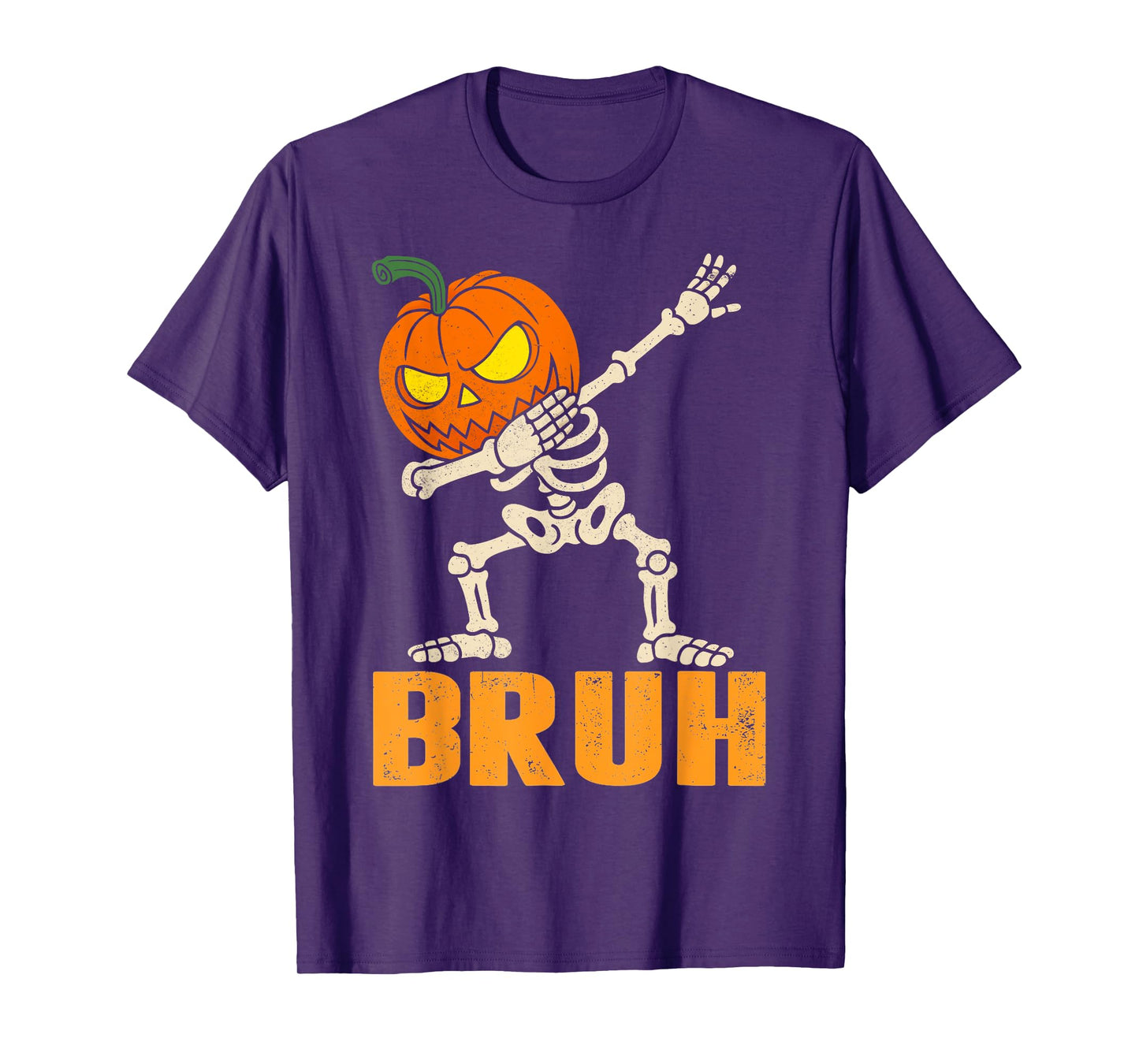 Bruh Skeleton Halloween Dabbing Boys Pumpkin Jack O Lantern T-Shirt