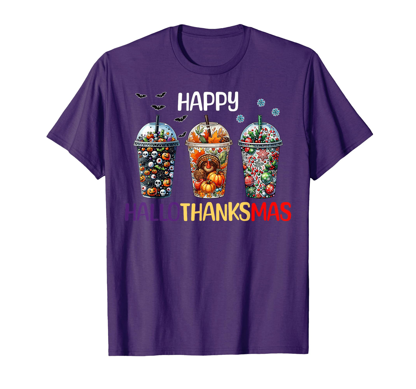 Happy Hallothanksmas Halloween Coffee Latte Thanksgiving T-Shirt