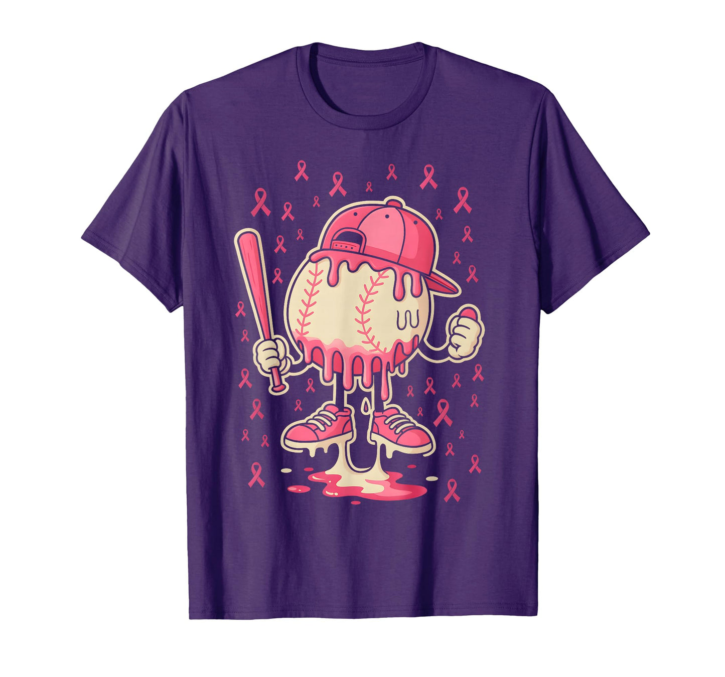 Baseball Drip Ice Cream Breast Cancer Awareness Boys & Girls T-Shirt