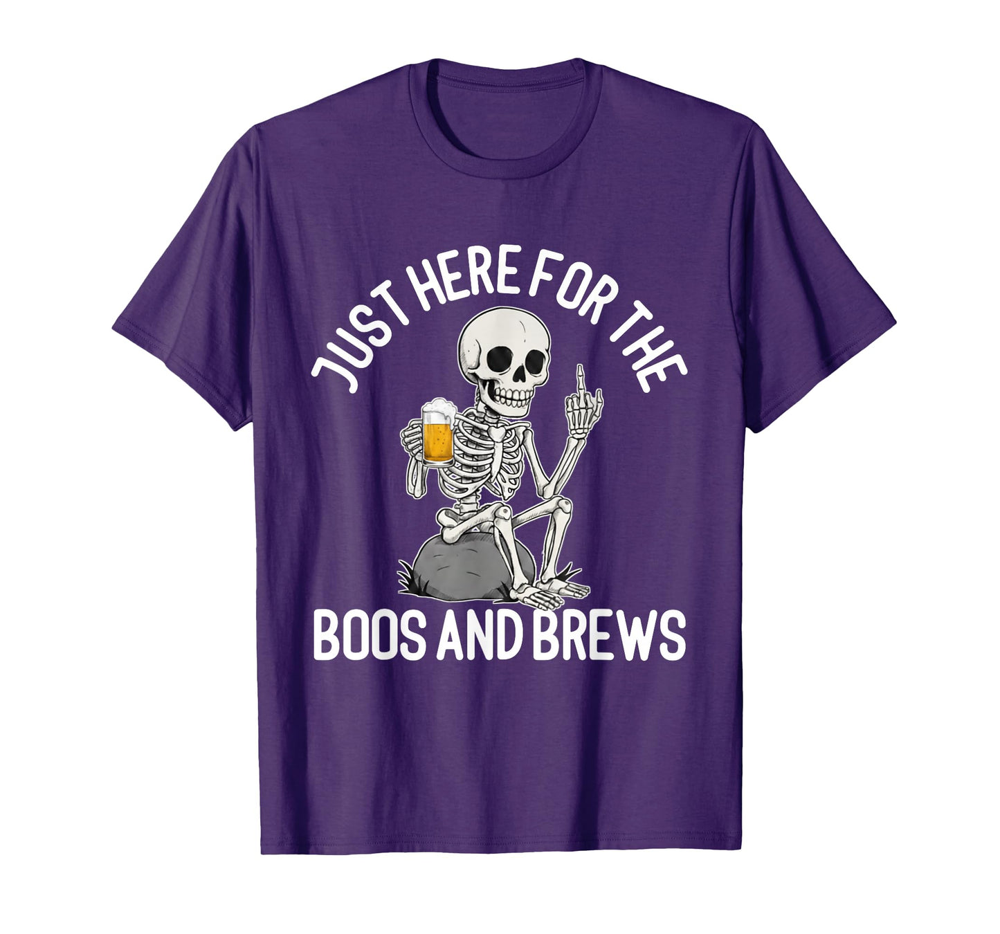 Just Here for The Boos and Brews Skeleton Drinking Halloween T-Shirt